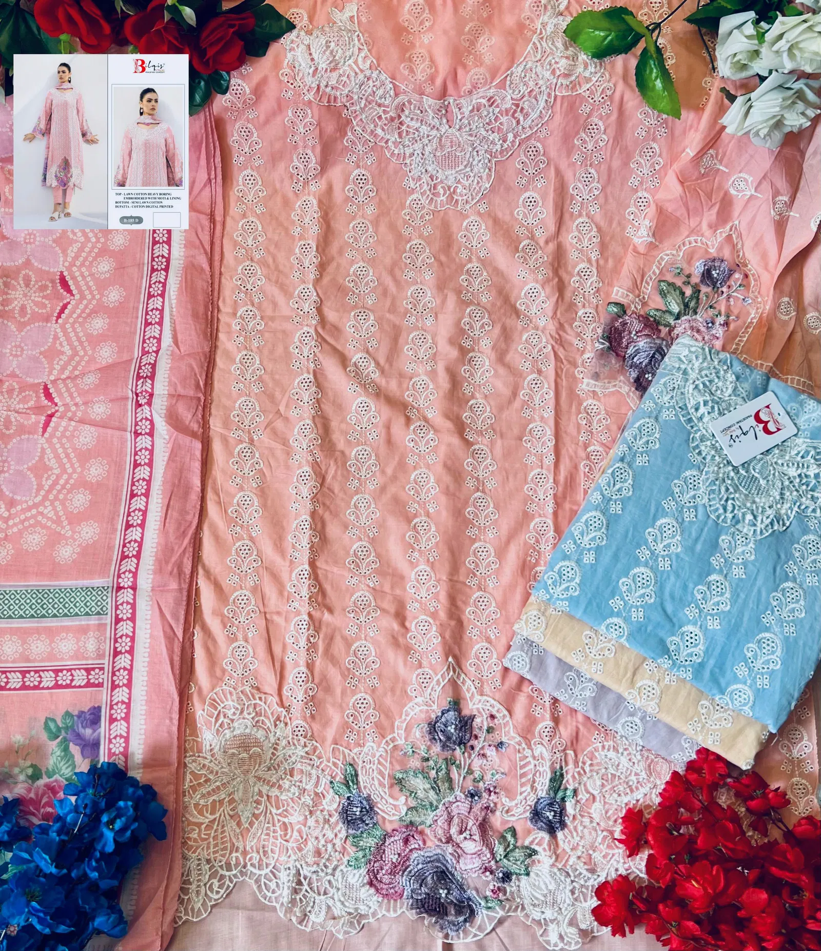 Bilqis B 185 A To D Cambric Lawn Cotton Pakistani Suits Wholesale Shop In Surat